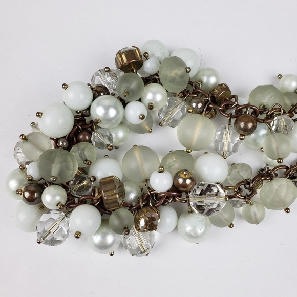 Banana Republic Pearl Crystal Frosted Beaded Statement Necklace - Picture 7 of 12